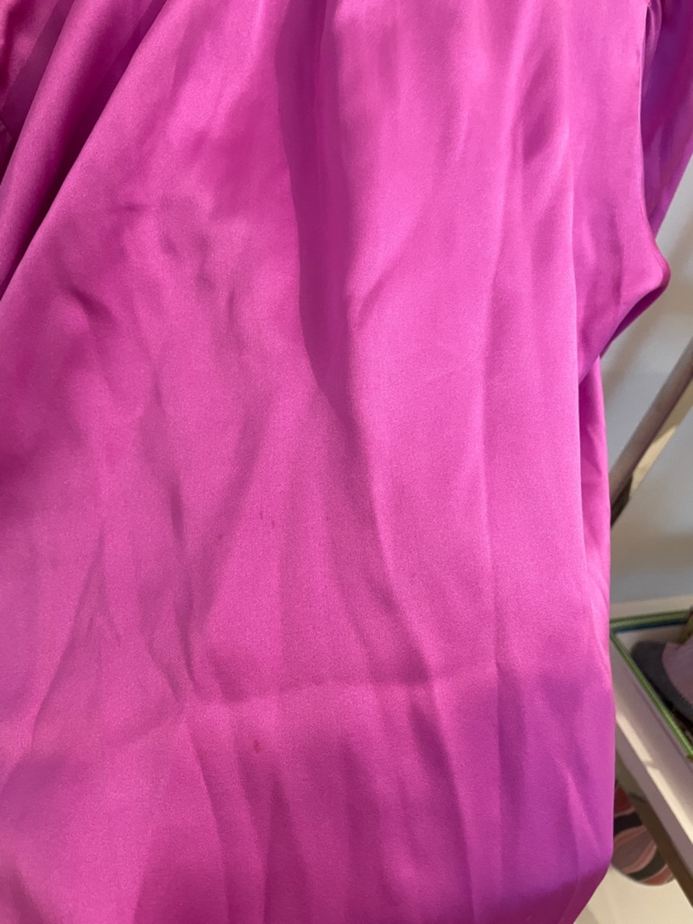 Vintage Saint Laurent Silk Tie-Neck Blouse in Fuchsia - Picture 13 of 13